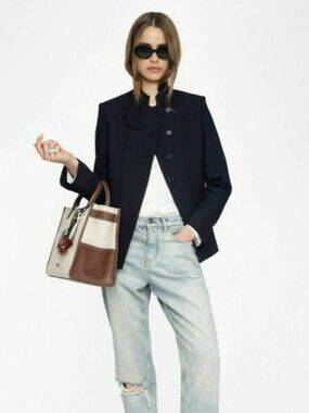 Zadig & Voltaire Verysa Navy Asymmetrical Blazer